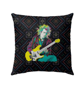 Magnolia Meadows outdoor pillow on a sunlit garden bench.